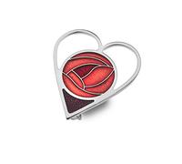 Sea Gems Ladies Enamelled 42Mm Heart Shaped Mackintosh Rose Inspired Brooch with Gift Box (Red)