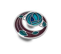 Sea Gems Ladies Enamelled 42Mm Round Mackintosh Rose & Coils Inspired Brooch with Gift Box (Mauve)