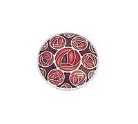 Sea Gems Ladies EnamelledRound 34Mm Mackintosh Rose Inspired Brooch with Gift Box (Red)