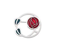 Sea Gems Ladies Rennie Mackintosh Design 35MM Rose and leaf Brooch in Gift Box 7679 (Red)