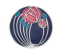Sea Gems Ladies Rennie Mackintosh Design 40MM Round Roses and Buds Brooch in Gift Box 7702 (Purple)