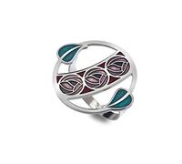 Sea Gems Mackintosh Inspired Fine Enamel 42mm Traditional Rose Scarf Ring - 7266 (Red/Lilac)