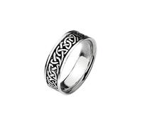 Sea Gems Men's Celtic Knot Band Ring Sterling Silver 925 Hallmark Size R-Z Wedding Bands - Size: W