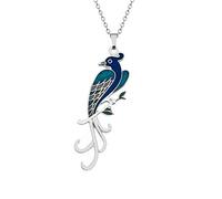 Sea Gems Nature Series Fine Enamel Bird of Paradise Necklace - 2697 (Blue)