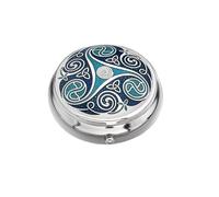 Sea Gems Pill Box in Celtic Triskele Durrow Design (Blue)