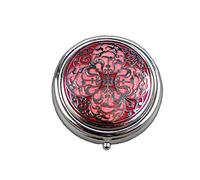 Sea Gems presented by Celtic Glass Designs Pill Box (large size) in an Arabesque Design in Red Colour