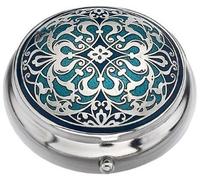 Sea Gems presented by Celtic Glass Designs Pill Box (standard size) in an Arabesque Design in Blue Colour