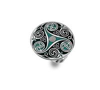 Sea Gems Scarf Ring - Enamel Celtic Triskele (Green)