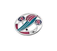 Sea Gems Scarf Ring - Enamel Mackintosh Rose and Tulip - Red