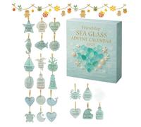 Sea Glass Advent Calendar 2025, 24 Days Christmas Countdown with Handmade Acrylic Sea Glass Ornaments & Friendship Pendant, Festive Keepsake Gift for Family, Holiday Decor & Bonding (1PC)