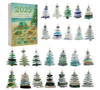 Sea Glass Advent Calendar 2025, 24 Days Countdown Advent Calendar 2D Acrylic Tree 24 Hanging Pendants Blue Xmas Ornaments for Home Decor, Festive Gift