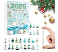 Sea Glass Advent Calendar, Sea Glass Christmas Tree Advent Calendar, Handmade Seaside Christmas Decor, 24 Days C-hristmas CountdownCalendar with 24 Mini Natural Seas Glas C-hristmas Tree