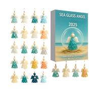 Sea Glass Angel For Christmas 2025 - 2D Acrylic Decorative Pendant - 24 Days Christmas Tree Ornaments Angel For Advent | For Tree Car Rearview Mirror Wall Window Ad