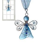 Sea Glass Angel Ornament - 2D Acrylic Charm, Decor for Hanging, Christmas Tree Tool, Holiday Ornament Kit with Flat-Back Base, Aesthetic Hanging Tool for Wall Window Rearview Mirror