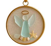 Sea Glass Angel Ornament, Handcrafted Sea Glass Angel Ornaments, Sea Glasses Christmas Tree Hanging Decor, Holiday Tree Decoration, Coastal Inspired Home Ornament, Gift for Family and Friends (1pcs)