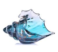 Sea Glass Art Figurines Hand Blown Conch Shell Sculpture, Green Glass Decor Creative Seashell Statue - for Coastal Room Knick Knacks, Home Kitchen Decorations Above Cabinets