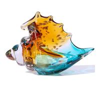 Sea Glass Art Figurines Hand Blown Conch Shell Sculpture, Green Sea Glass Decor Creative Conch Seashell Statue - For Coastal Room Decor Knick Knacks Home Decor Kitchen Decorations Above Cabinets