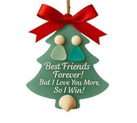 Sea Glass Art Friendship Ornament Christmas Tree Decoration, Handmade Sea Glass Art Friendship Set for Xmas Presents Party Favor