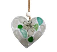 Sea Glass Art - Handmade Heart Pendant | Heart Shaped Souvenir Gift | Heaart Keepsake Beach Glass | Small Sea Glas Wall Art Decor for Home, Coastal Wedding Decoration