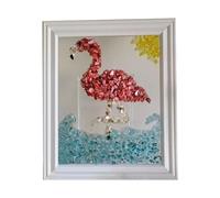 Sea Glass Art Kit | Flamingo Pattern DIYS Resin Beach Art Kit | Fashionable Sea Glass For Crafts | Sea Glass Art Kits For Adults | Sea Glass Art Frame present For Friend
