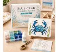 Sea Glass Art Kit for Adults, DIY Ocean Series Acrylic Mosaic Kit (Crab) | Handmade 3D Glass Painting Kits for Adults Beginner, Crushed Glass Art Kit, for Home Christmas Tree Bedroom Desk Decoration
