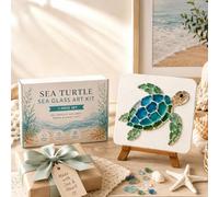 Sea Glass Art Kit for Adults, DIY Ocean Series Acrylic Mosaic Kit、Seaturtle | Handmade 3D Glass Painting Kits for Adults Beginner, Crushed Glass Art Kit, for Home Christmas Tree Bedroom Desk Decoration