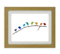 Sea Glass Art, Rainbow Birds on Branch, Glass Pictures Wall Art, Sea Glass Decor, Housewarmings, Birthday & Wedding Gifts, Handmade