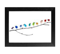 Sea Glass Art, Rainbow Birds on Branch, Glass Pictures Wall Art, Sea Glass Decor, Housewarmings, Birthday & Wedding Gifts, Handmade