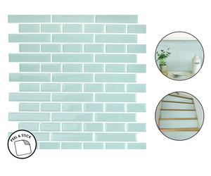 Sea Glass Backsplash Tiles Peel & Stick 4pcs Teal Blue Home Wall Stickers