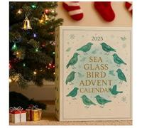 Sea Glass Bird Advent Calendar 2025, 24-Day Coastal Christmas Countdown with 2D Acrylic Handcrafted Sea Glass Ornaments, Unique Holiday Décorfor Friend Family Beach Seas Lovers