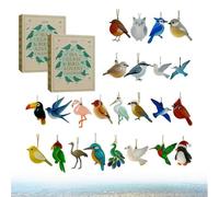 Sea Glass Bird Advent Calendar 2025, 24 Days of Coastal Themed Ornaments with Handcrafted Sea Glass Birds, Countdown Gift for Bird and Nature Lovers, Coastal Holiday Decor Collection (2pcs)