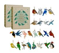 Sea Glass Bird Advent Calendar 2025, Coastal Themed Ornaments with Handcrafted Sea Glass Birds, 24 Days Christmas Countdown, Christmas Tree & Home Décor for Bird Lovers & Families (2PCS)