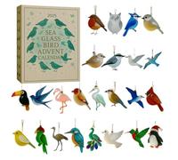 Sea Glass Bird advent calendars 2025, 24 Days Christmas Countdown Calendar With Bird Ornaments, 2D Acrylic Christmas Decorations For Tree Car Rearview Mirror Door Adults Kids