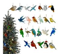Sea Glass Bird Advent Christmas Calendar 2025-2D Acrylic Charm Decor,24 Days Birds Christmas Advent Decor,For Home Car Rearview Mirror Wall Window Adults Kids Vacation Party Favors