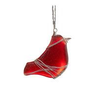 Sea Glass Bird Ornaments - Coastal Light for Your Christmas Tree,Handcrafted Holiday Decoration, Bird Watcher Clip Collection,Nature’s Birds Glass Ornament,Xmas Holiday Home Decor Gift (Cardinal)