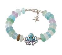 Sea Glass Blessing Bracelet for Women, Animal Charm Faith Beaded Gift (#H)