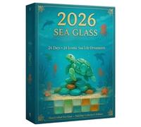 Sea Glass Christmas Countdown, 2D Acrylic Marine Creature Pendants - 24 Days Tree Ornament 2026 Advent | for Home Living Room Window Wall Door Office Car Holiday Party Adults