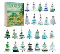 Sea Glass Christmas Tree Advent Calendar 2025-24 Days Countdown Calendar with Mini Sea Glass Ornaments, HandmadeChristmas Tree, Ocean-Themed Holiday Decoration & Gift（2D Plane Acrylic）