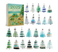 Sea Glass Christmas Tree Advent Calendar, 24 Days Christma Countdown Calendar with 24 Mini Natural Seas Glas Christmas Tree, 2025 Advent Calendar Holiday Surprises Gift