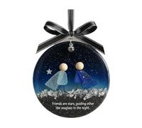 Sea Glass Christmas Tree Ornaments Glass Baubles Christmas Decorations - Heart-Shaped Acrylic Friendship Ornament, 3.15" Sentimental Hanging Keepsake Gift (Black)
