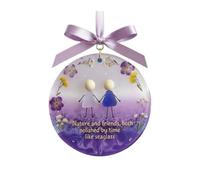 Sea Glass Christmas Tree Ornaments Glass Baubles Christmas Decorations - Heart-Shaped Acrylic Friendship Ornament, 3.15" Sentimental Hanging Keepsake Gift (Purple)