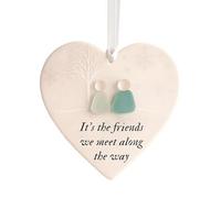 Sea Glass Decor - 7.62 x 7.62 cm Heart Decoration, Ceramic Timeless Keepsake, Pendant Decorations for Women, Sister, Best Friend with Roommate, Christmas Time, Wedding, Mother's Day, Birthday