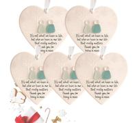 Sea Glass Decor Friendship Ornament,Heart Shaped Sea Glass Friendship Decor,Timeless Friendship Heart Keepsake w Inspirational Quotes,SeaGlass Art for Friends,Christmas Tree Hanging Ornaments (5, A)