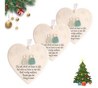 Sea Glass Decor Friendship Ornament,Heart Shaped Sea Glass Friendship Decor,Timeless Friendship Heart Keepsake w Inspirational Quotes,SeaGlass Art for Friends,Christmas Tree Hanging Ornaments (3, A)