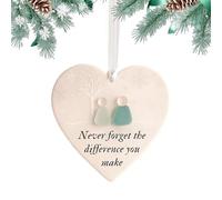 Sea Glass Decor - Sea Glass Friendship Decor | deep Mirror Art For Best Friends | Ceramic Timeless Keepsake Heart Ornament | Art Pendant For Women Daughter Sister Mothers Day Birthday Wedding Christ