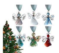 Sea Glass Decoration for the Home, 6 Pieces Pendants for the Home, 2D Acrylic Christmas Tree Decoration, for Decoration for Workplace, Bedroom, Kitchen, Entrance Area and Home