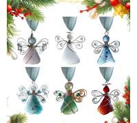 Sea Glass Decoration for the Home, Pack of 6 Coastal Christmas Pendants, 2D Acrylic Christmas Tree Hanging Ornaments, for Decoration for Workplace, Bedroom, Kitchen, Entrance Area and Home