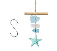 Sea Glass Driftwood Wind Chimes for Outside Beach Coastal Decors Handcrafted Windchime for Home Garden Window Hanging Sea Glass and Driftwood Wind Chimes Windchimes Suncatchers Beach Coastal Decors