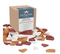 Sea Glass for Crafts - 11oz Amber Brown, Red, Frosted White Sea Glass Decor, Tumbled Seaglass, Seaglass for Crafts, Beachglass Decor, Nautical Vase Fillers, Coastal Art Supplies