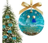Sea Glass Friendship Decor, 3D Christmas Decorations, Round-Shaped Christmas Tree Hanging Ornaments, Handmade Keepsake Gift for Women, Timeless Art Glasses Pendant for Best Friend (1, A)